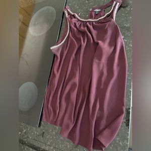 Express maroon embellished flowy tank XL
